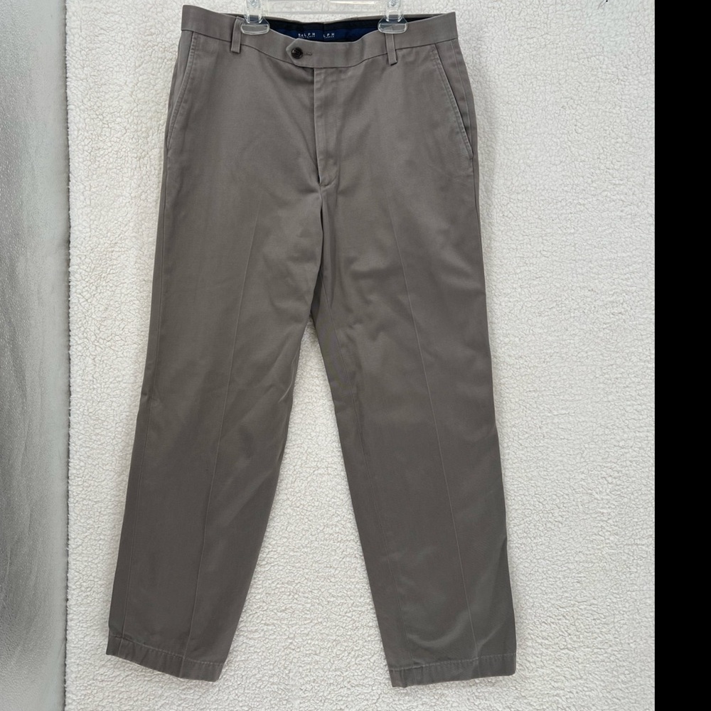 Ralph Lauren Pants Mens 34 Beige Khaki Cotton Preppy Dress Casual Slacks Mens